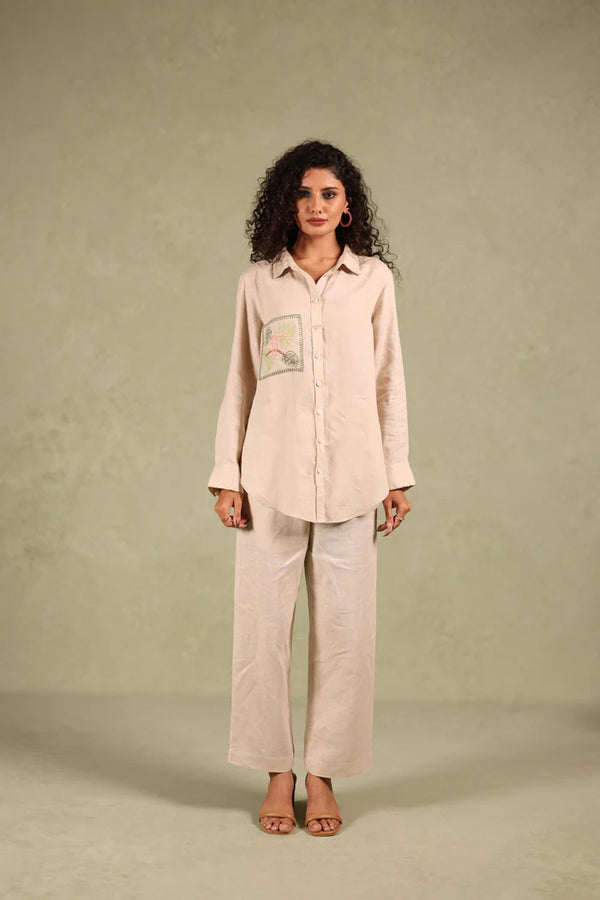 Linen Coord Set - Sandra Shirt With Tuck Pant