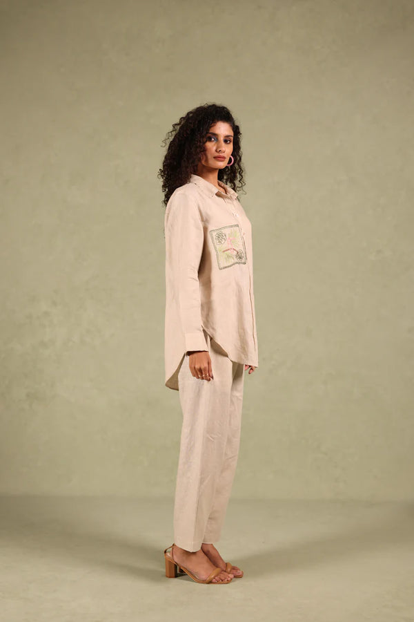 Linen Coord Set - Sandra Shirt With Tuck Pant
