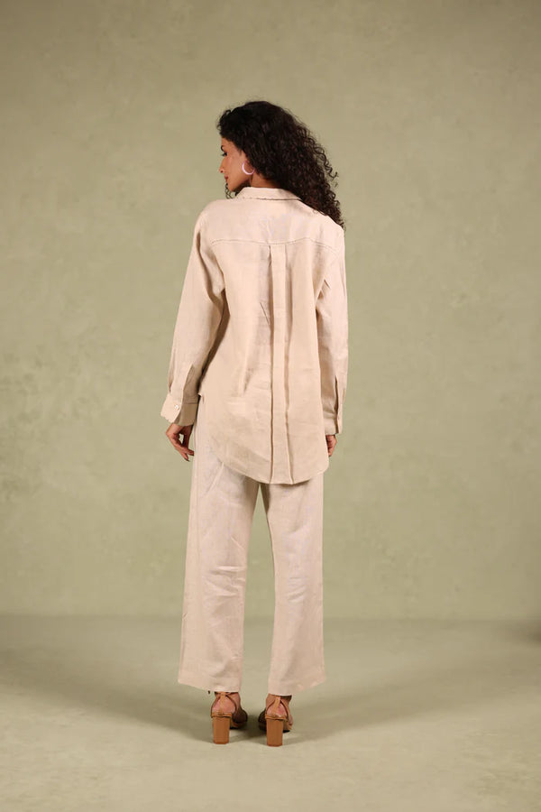 Linen Coord Set - Sandra Shirt With Tuck Pant