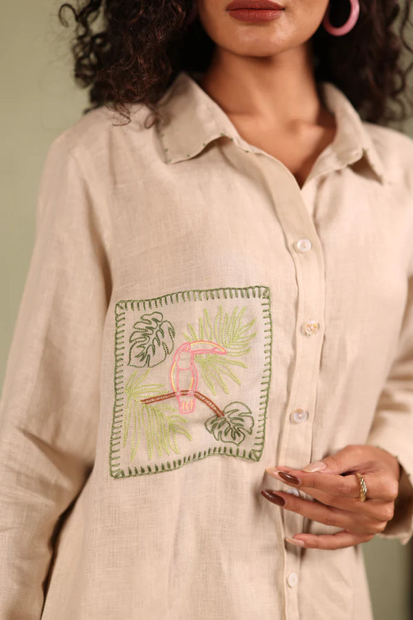 Linen Coord Set - Sandra Shirt With Tuck Pant