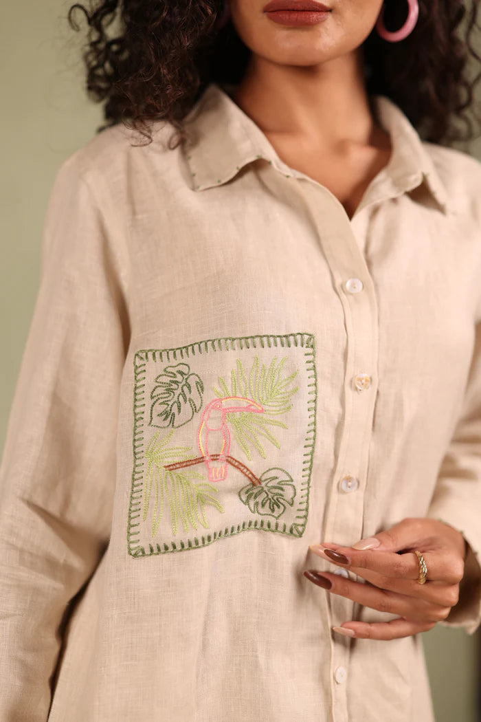 Linen Coord Set - Sandra Shirt With Tuck Pant