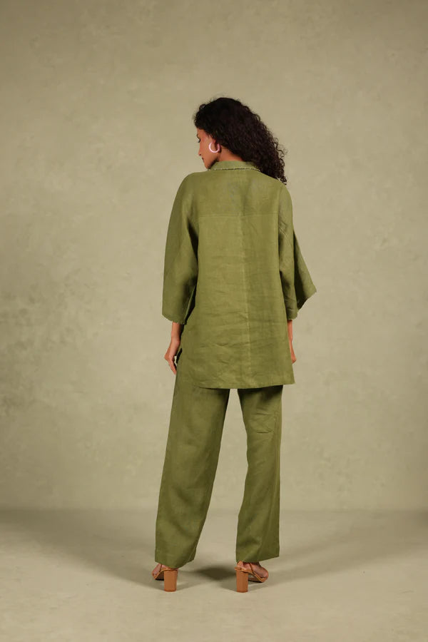 Linen Half Placket Shirt Kurta