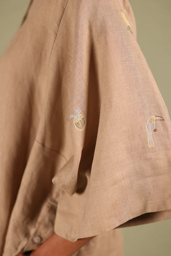 Linen Coord Set - Free Size Shirt With Flared Pant