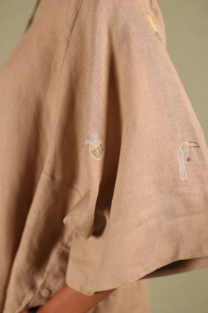 Linen Coord Set - Free Size Shirt With Flared Pant