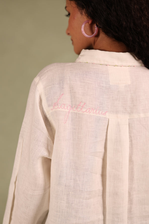 Sagittarius Pocket Linen Shirt - Off white