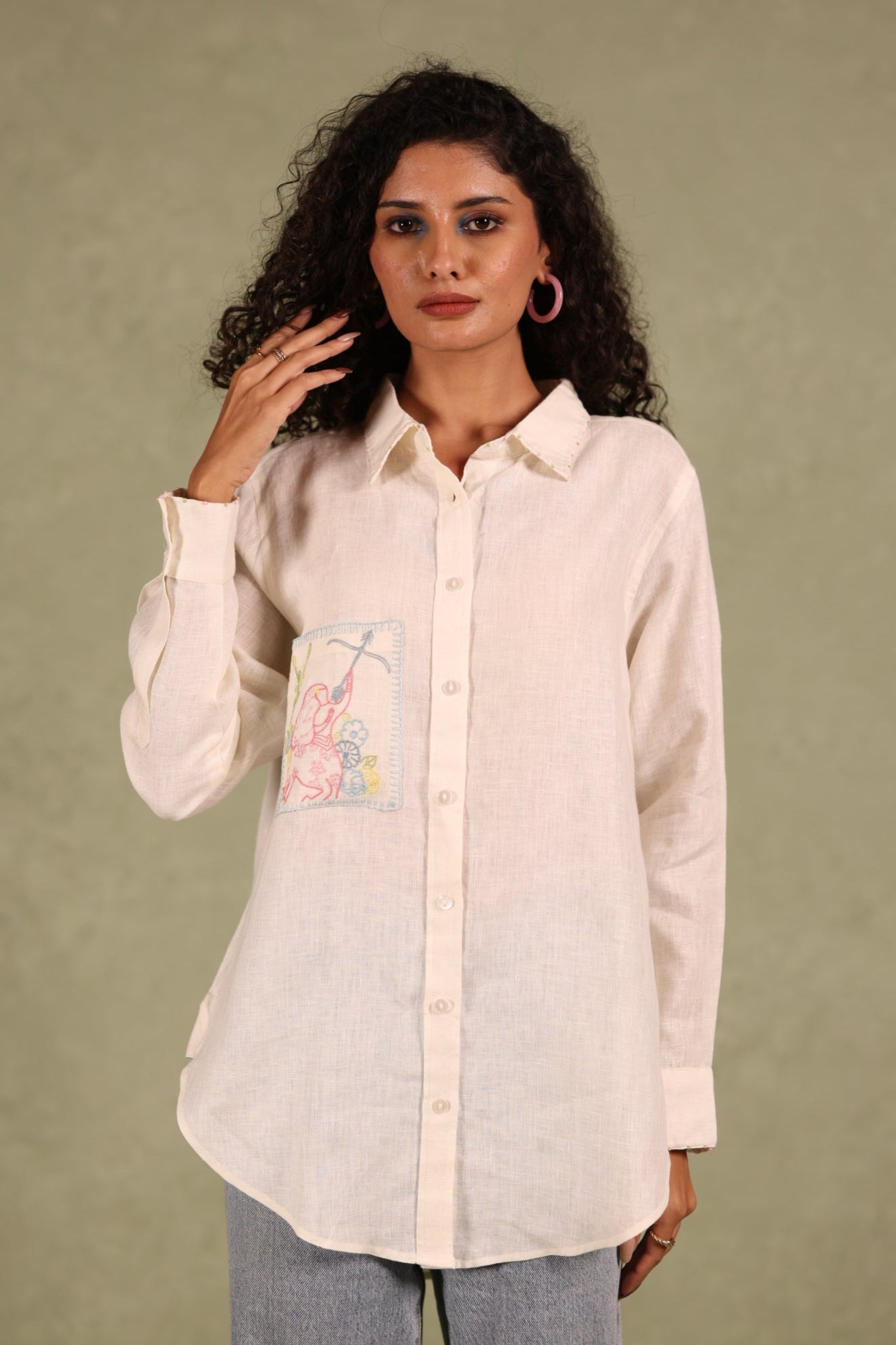 Sagittarius Pocket Linen Shirt - Off white