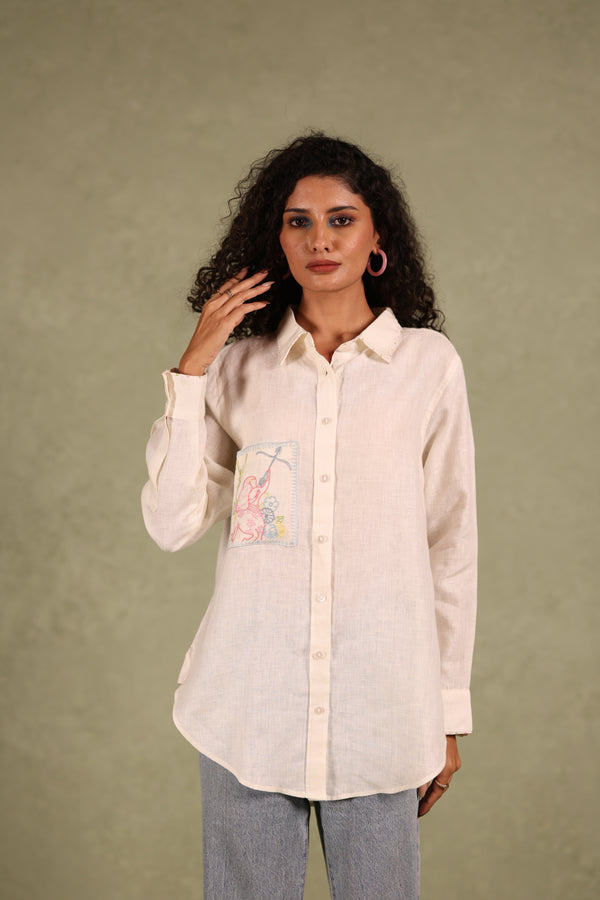 Sagittarius Pocket Linen Shirt - Off white