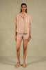 Linen Coord set - Shawl Collar Shirt With Shorts