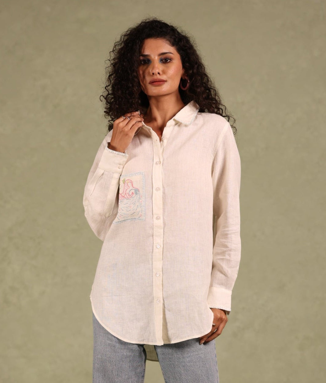 Aquarius Pocket Linen Shirt - Off white