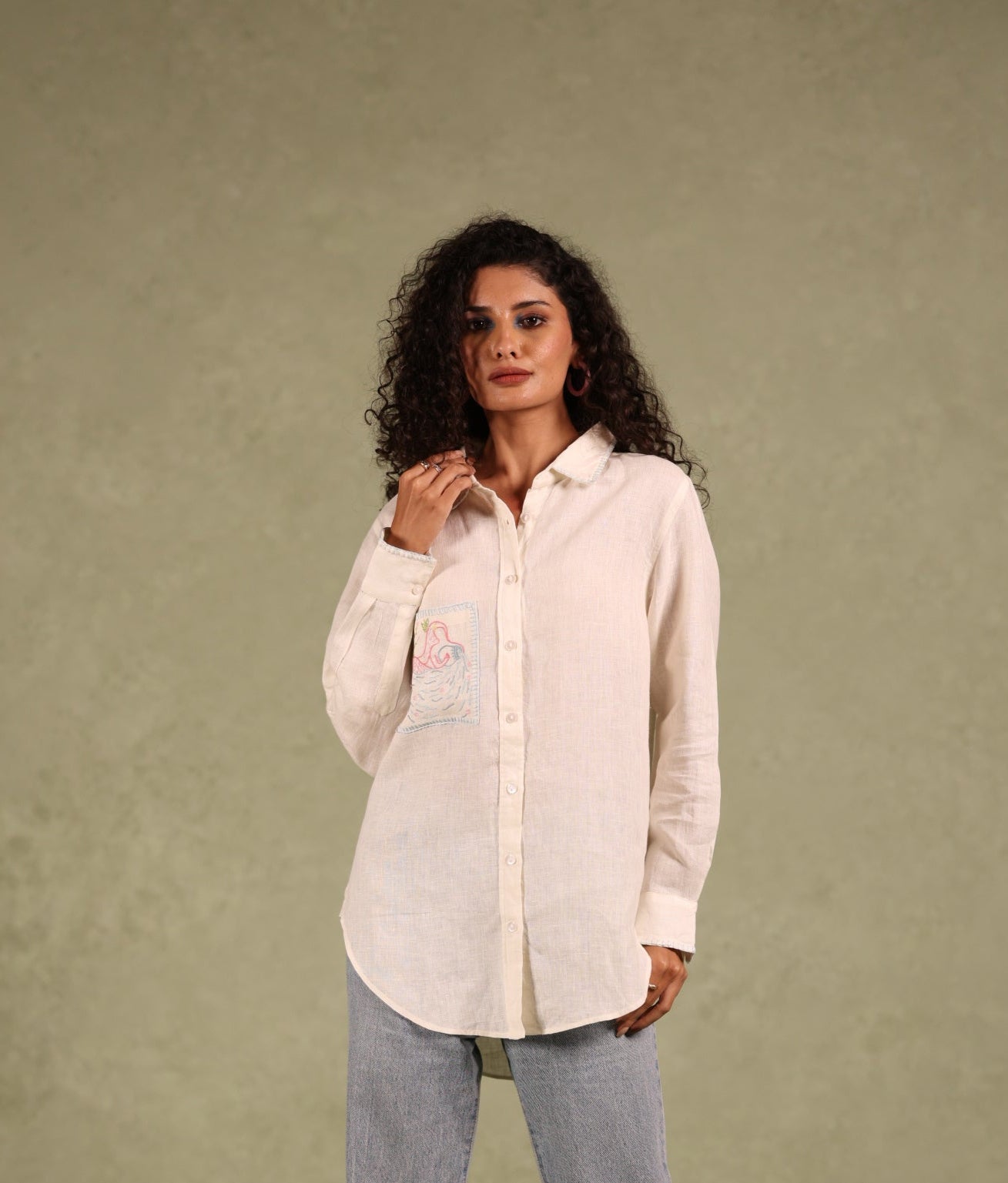 Aquarius Pocket Linen Shirt - Off white