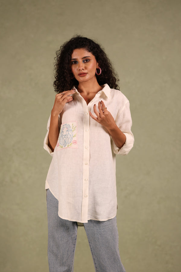 Leo Pocket Linen Shirt - Off white