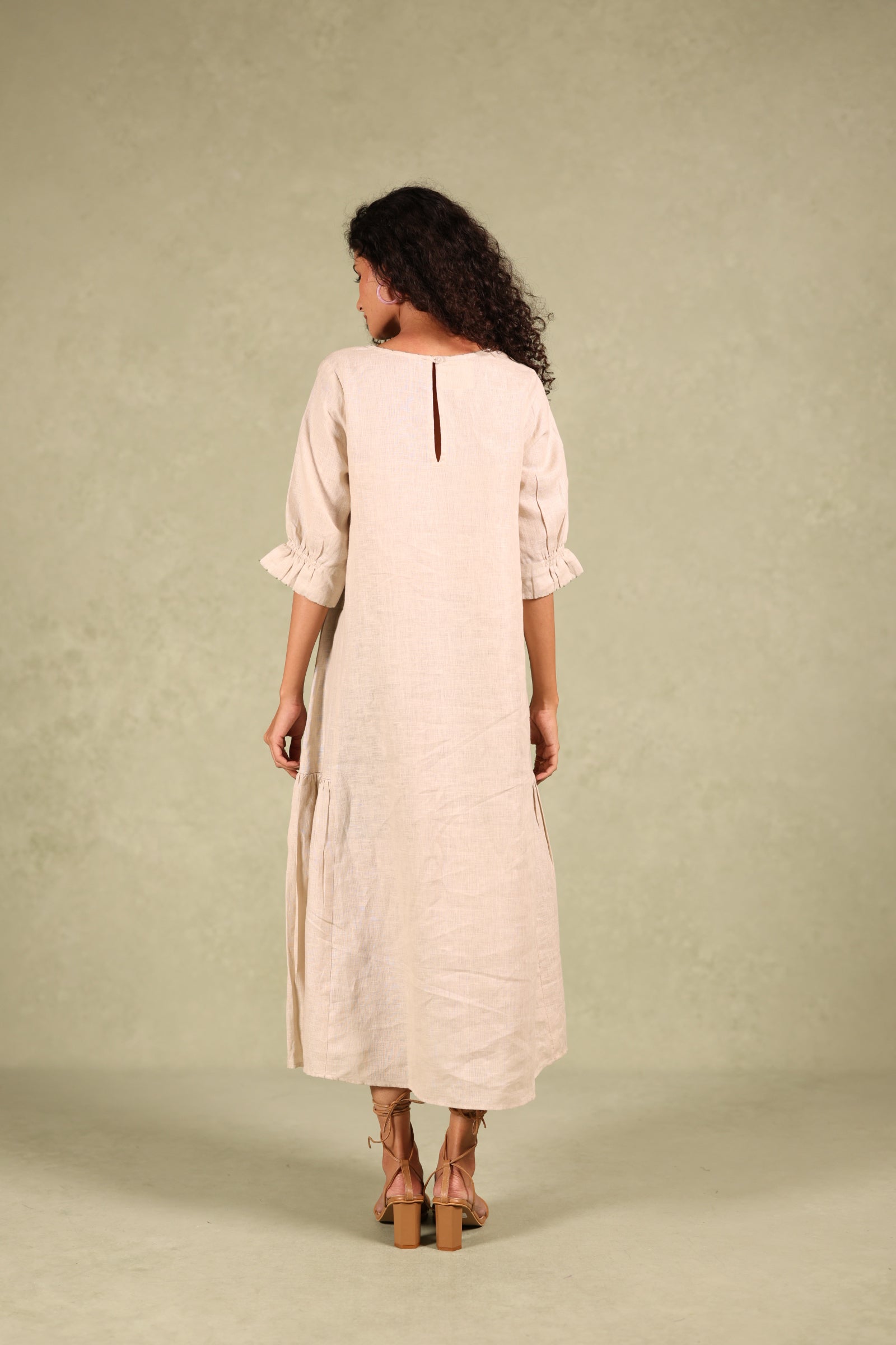 Linen Side Frill Dress