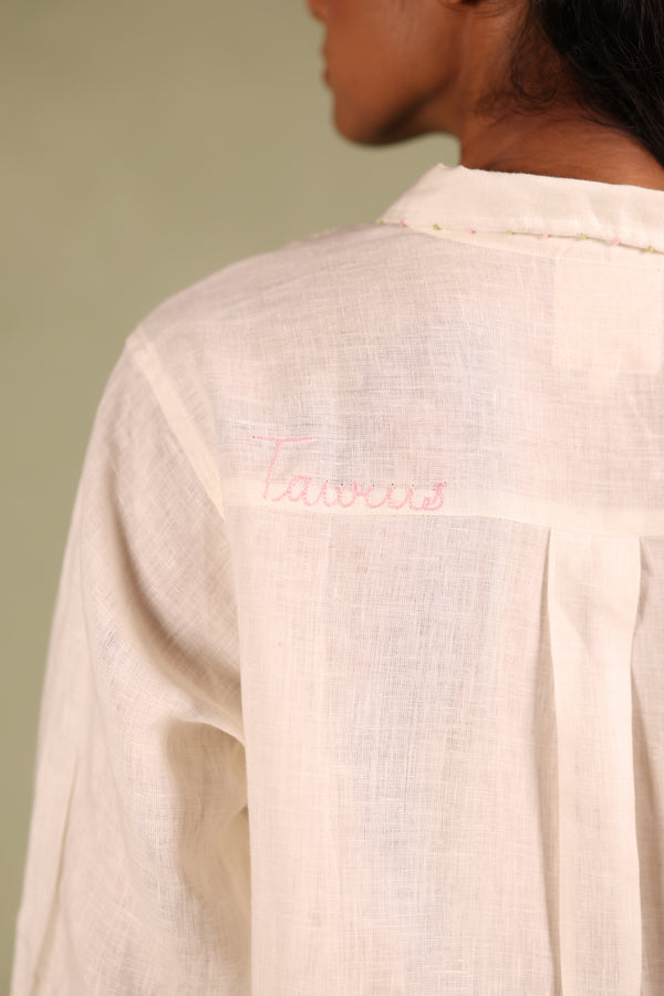 Taurus Pocket Linen Shirt - Off white