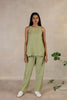 Day 12 - Linen Panel Sleeveless Top With Pocket - Meadow Green