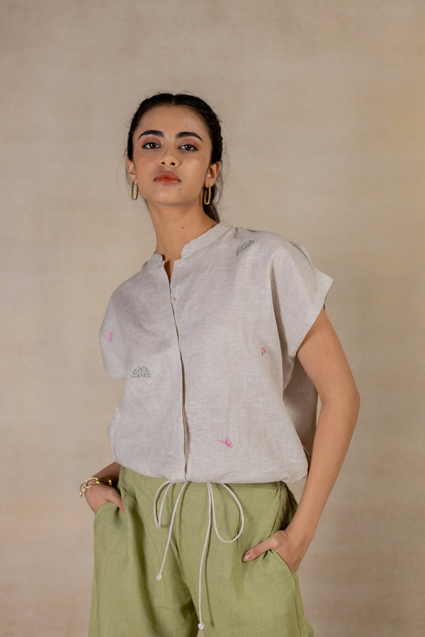 Day 14 - Linen Drawstring Shirt - Ecru