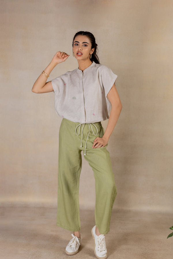 Day 14 - Linen Drawstring Shirt - Ecru
