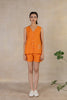 Day 15 - Linen Sleeveless Placket Top With Pocket - Orange Soda