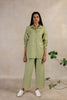 Day 2 - Linen Bobbin Elastic Sleeve Shirt With Pocket -meadow Green
