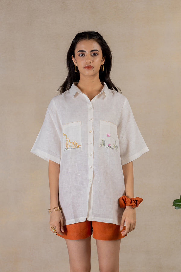 Day 22 - Linen Half Sleeve Shirt - Off White