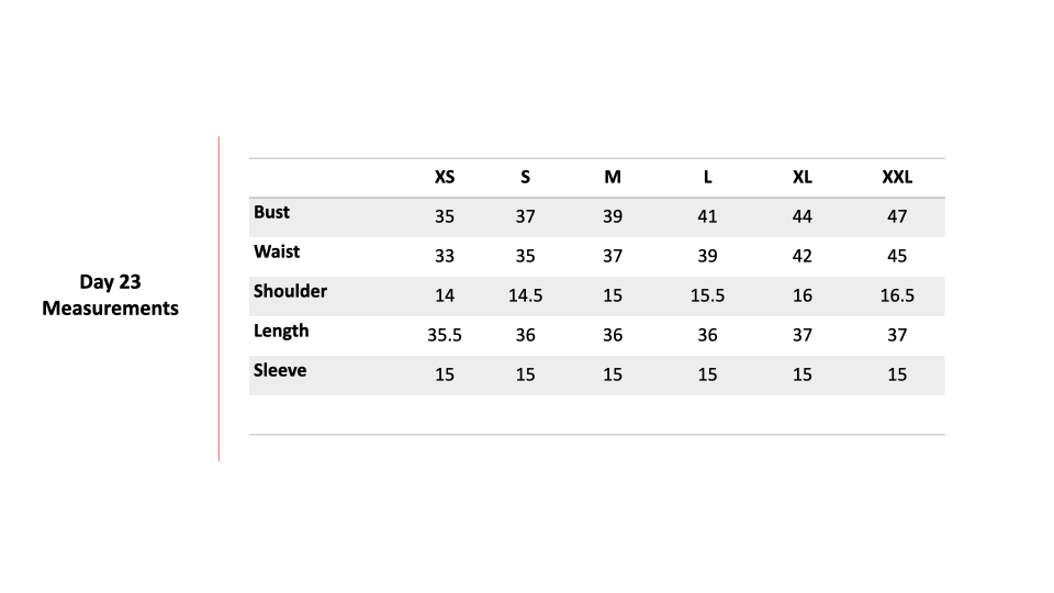 Size Chart 1