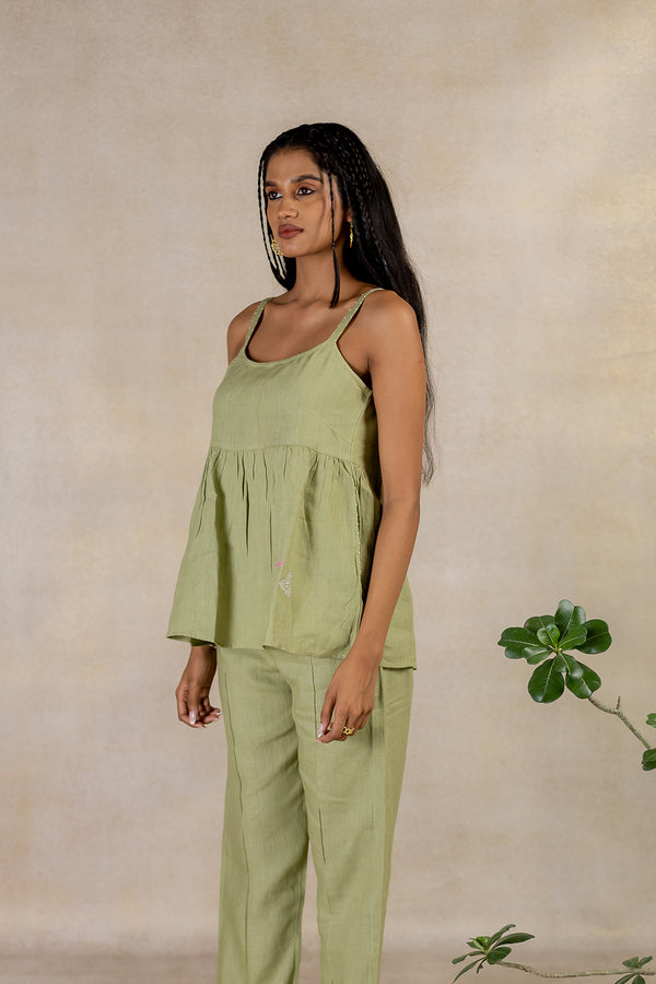 Day 26 - Linen Slip Top With Pocket  - Meadow Green