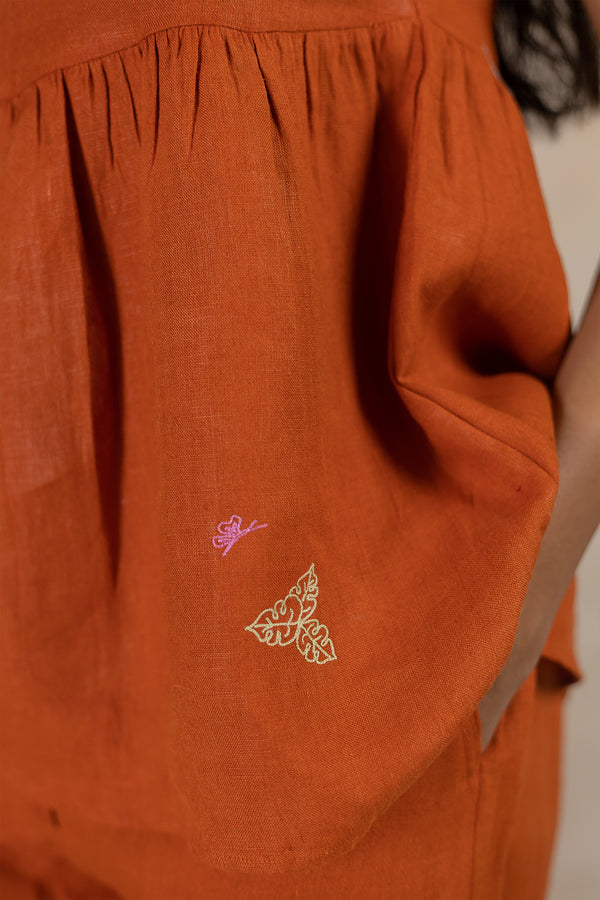 Day 26 - Linen Slip Top With Pocket - Tan Rust