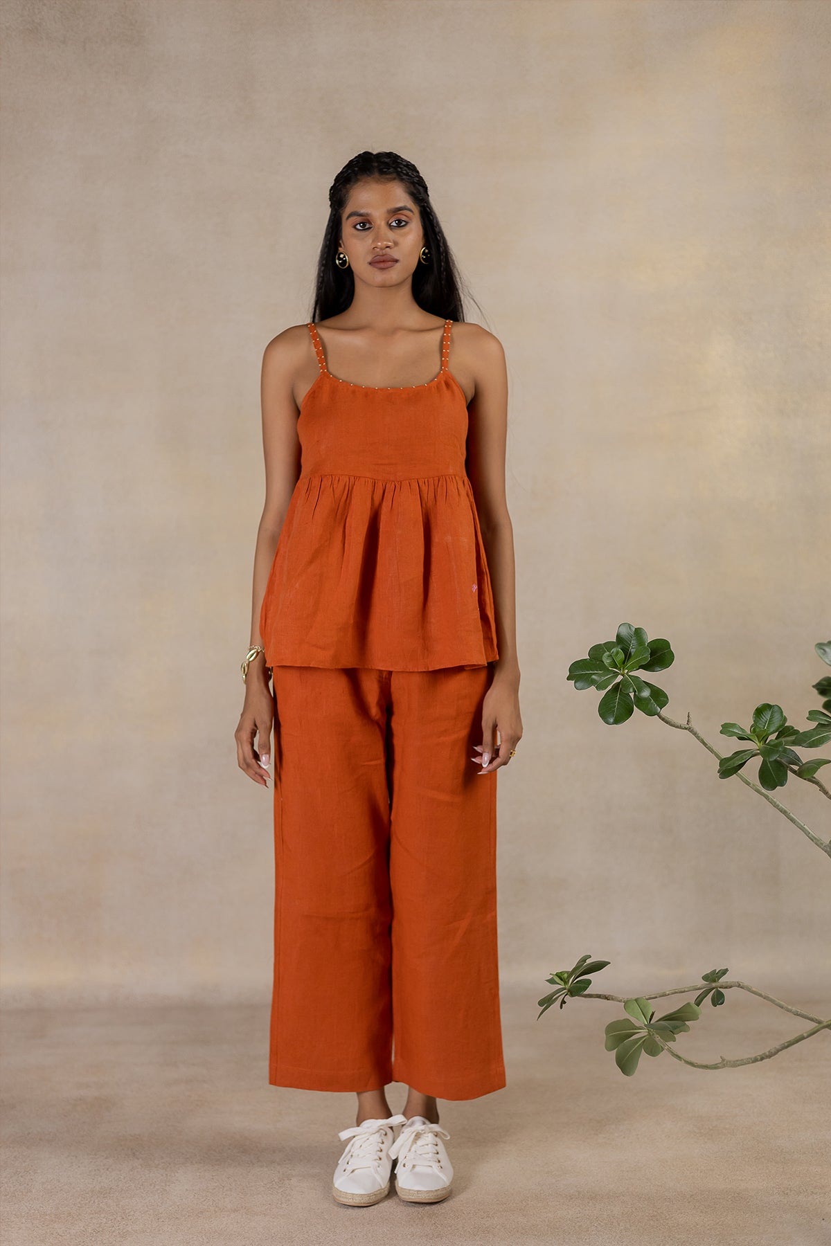 Day 26 - Linen Slip Top With Pocket - Tan Rust
