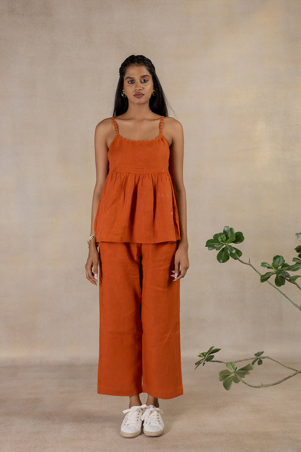 Day 26 - Linen Slip Top With Pocket - Tan Rust