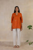 Day 29 - Linen V-neck Top With Pocket - Tan Rust