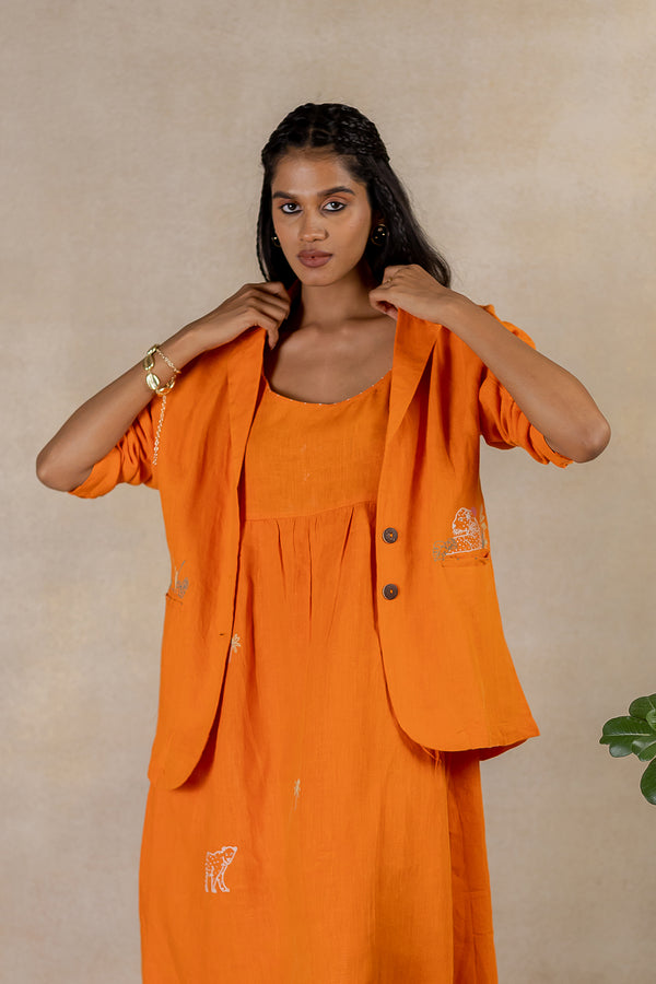 DAY 5 - LINEN BLAZER WITH WELT POCKET - Orange Soda