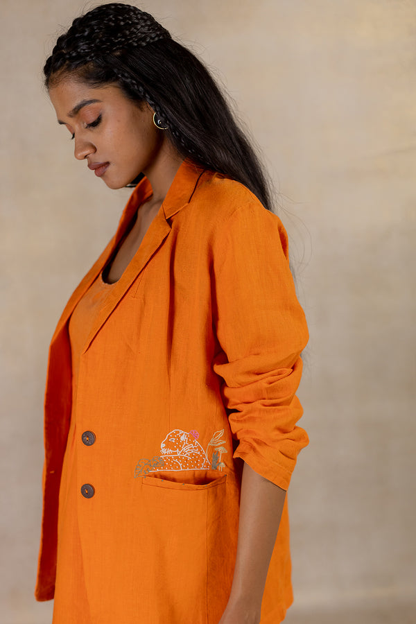 DAY 5 - LINEN BLAZER WITH WELT POCKET - Orange Soda