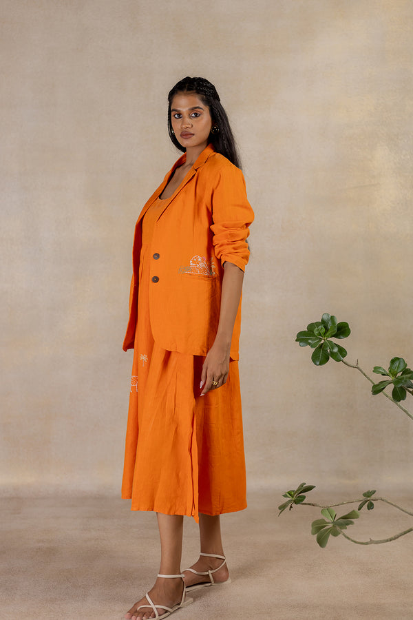 DAY 5 - LINEN BLAZER WITH WELT POCKET - Orange Soda