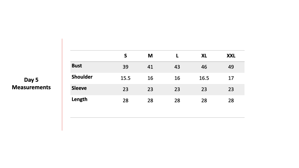 Size Chart 1