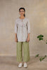 Day 17 - Linen  Front Tie-neck Top  With Pocket - Ecru