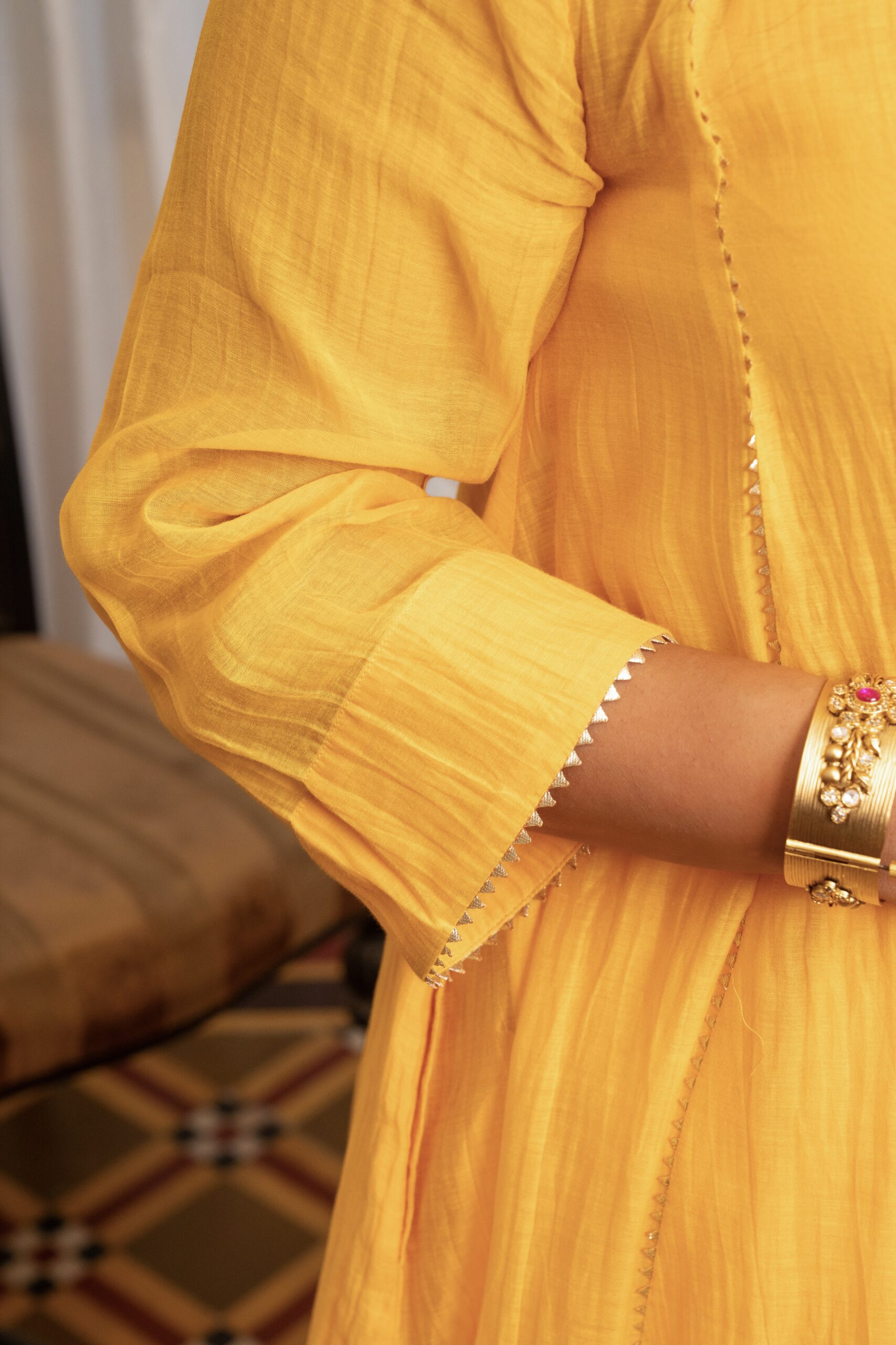 Champa Tui Kurta set - kesariya peela