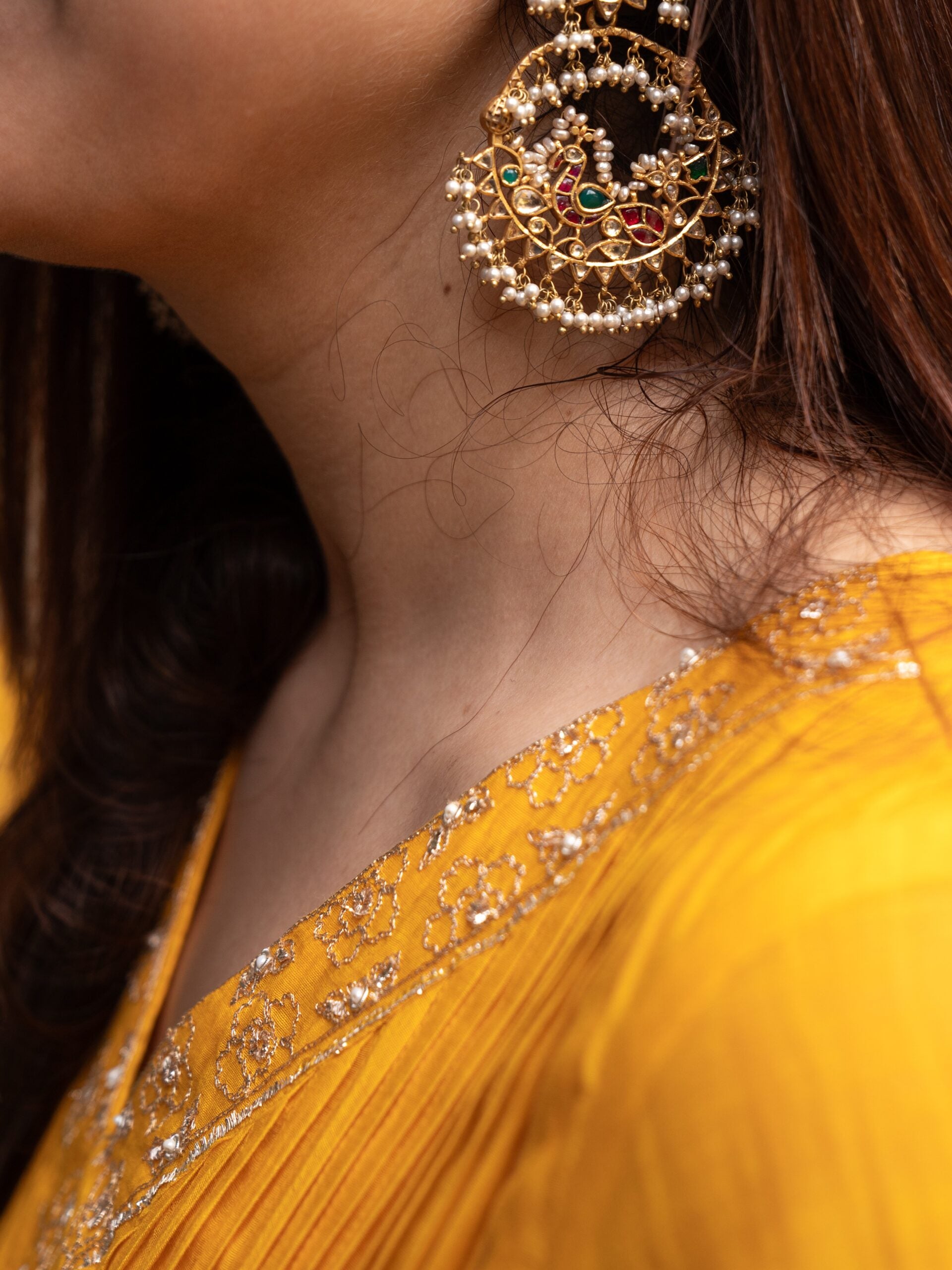 chanderi basant Kurta set - kesariya peela