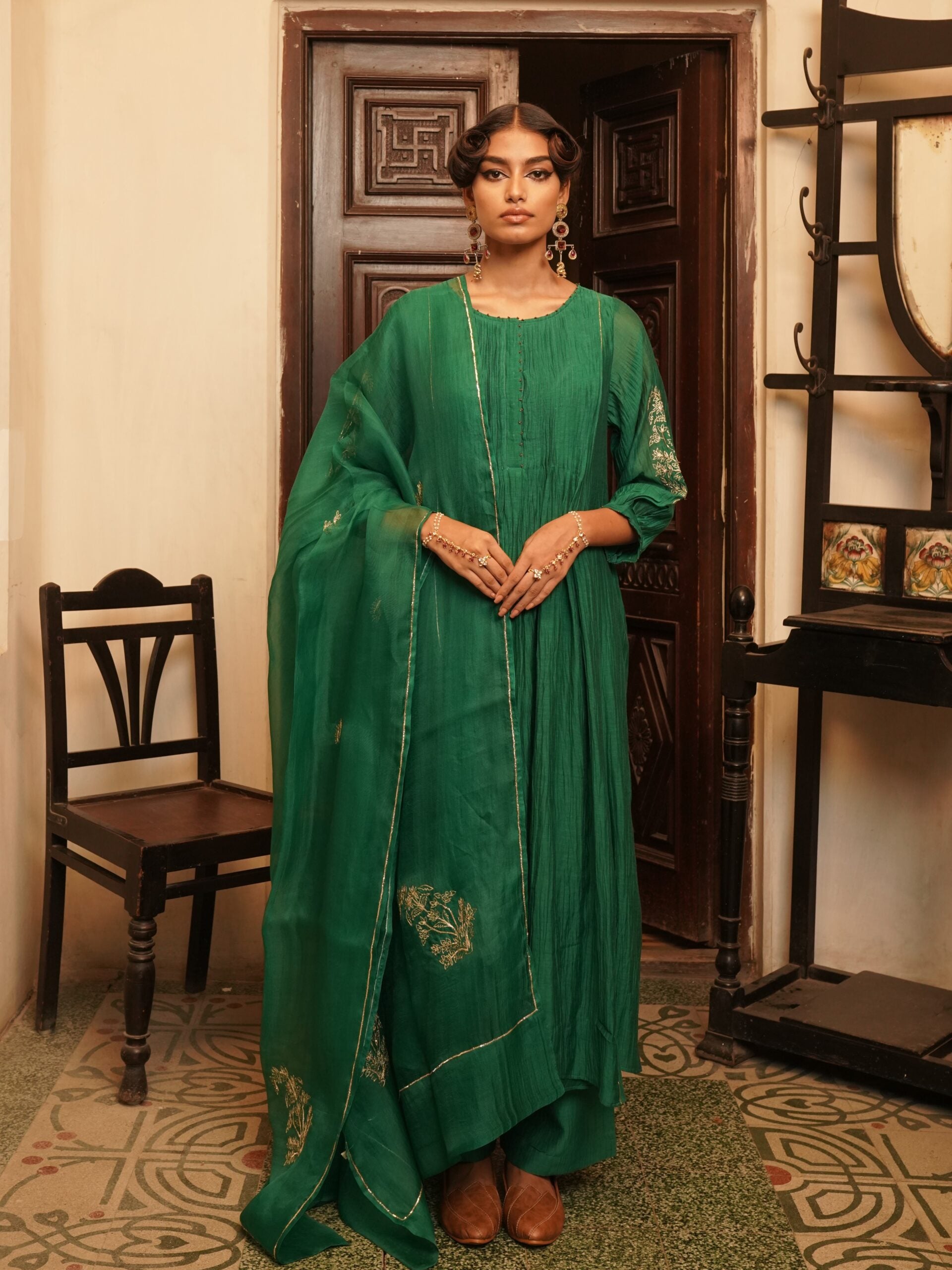 Morpankh organza Dupatta - Chatak "Hara"