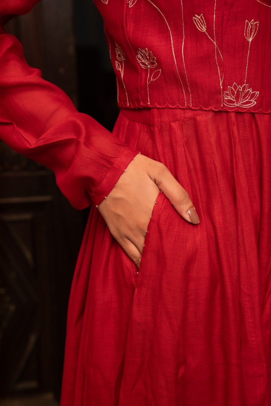 Kumud Anarkali set - sindhoori laal
