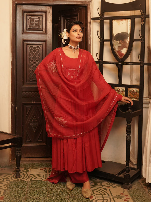 Kumud Organza Dupatta - Sindhoori Laal