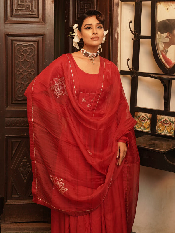 Kumud Organza Dupatta - Sindhoori Laal