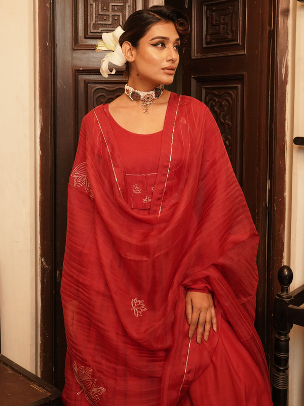 Kumud Organza Dupatta - Sindhoori Laal