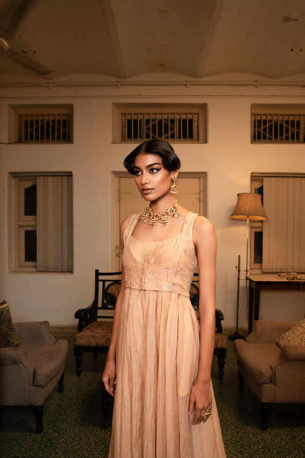 Kumud Anarkali set - swarn "beige"