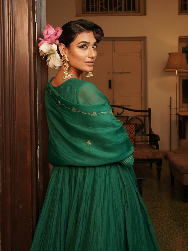 Pankaja Organza Dupatta - chatak "Hara"