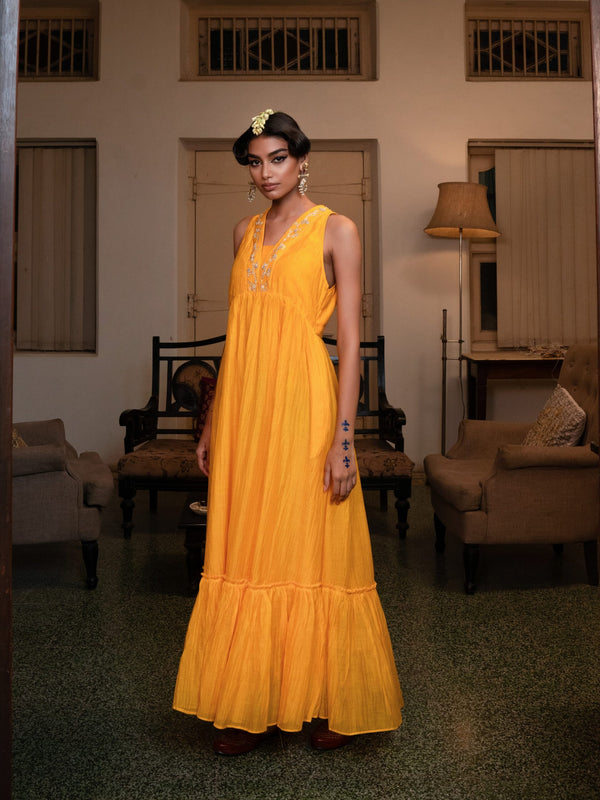 Amaltaas Dress- kesariya peela