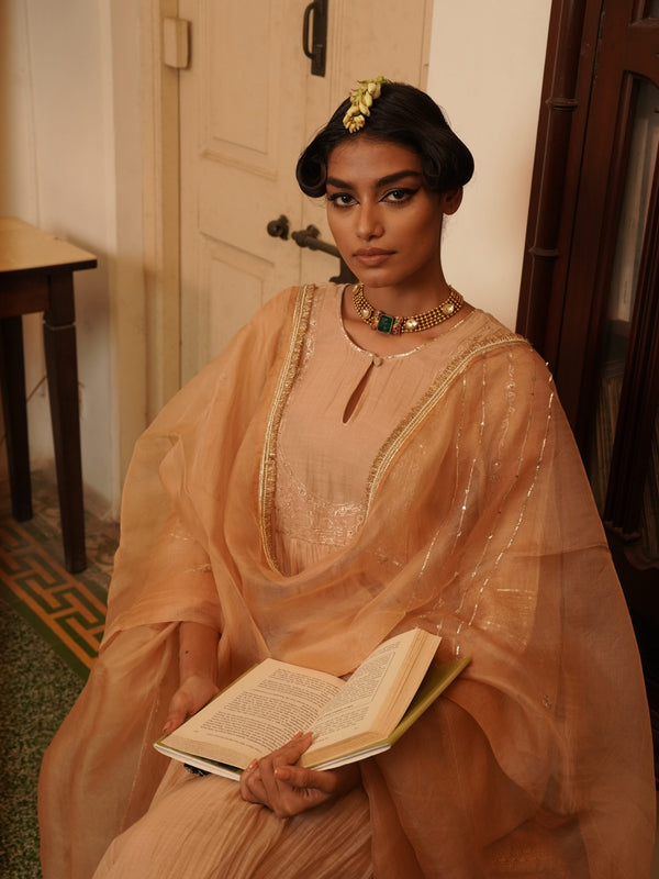 Sheesh Mahal organza Dupatta - swarn "beige"