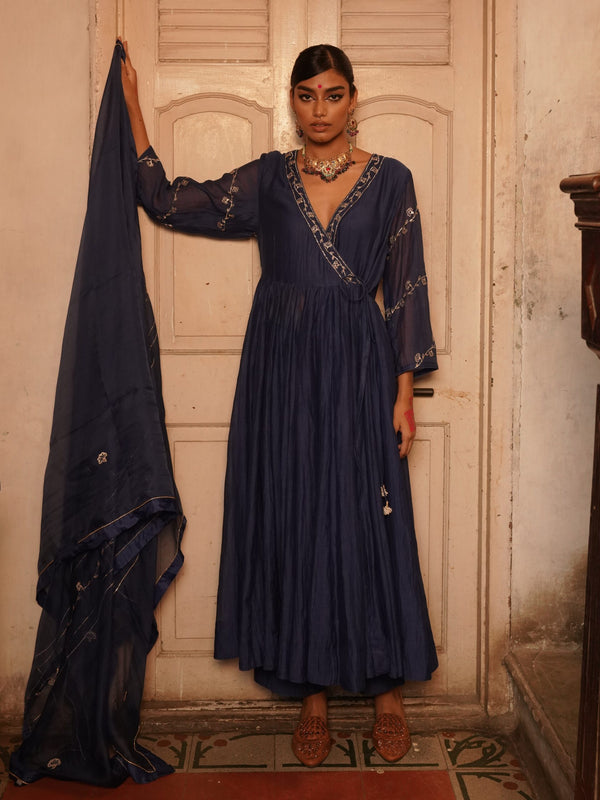 Lehariya organza Dupatta - mayur Neela