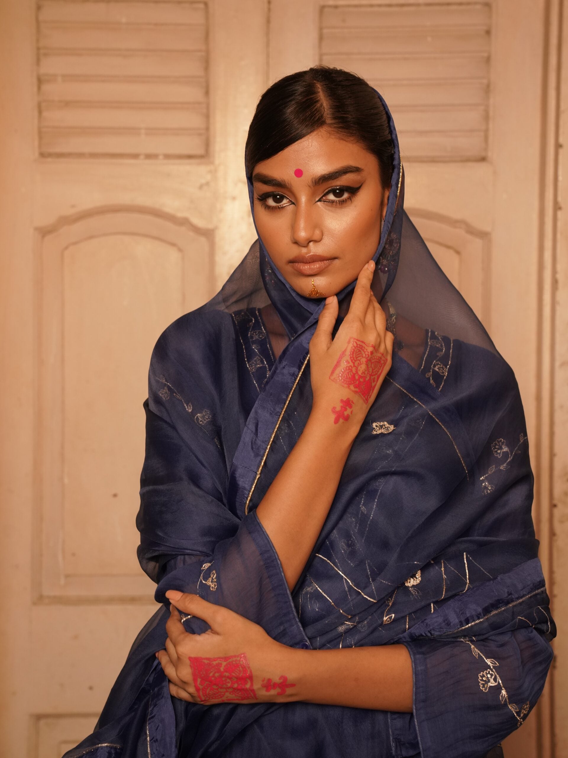Lehariya organza Dupatta - mayur Neela