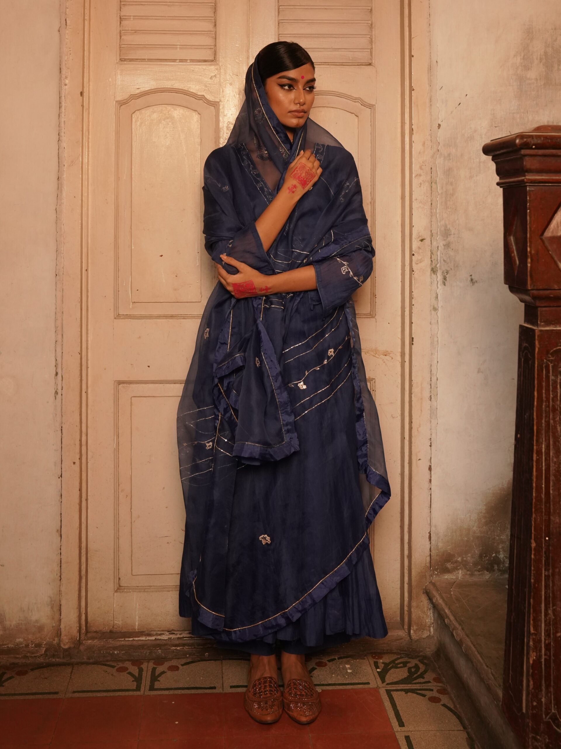 Lehariya organza Dupatta - mayur Neela