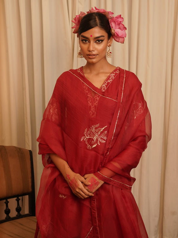 Heeraman Organza Dupatta - Sindhoori Laal