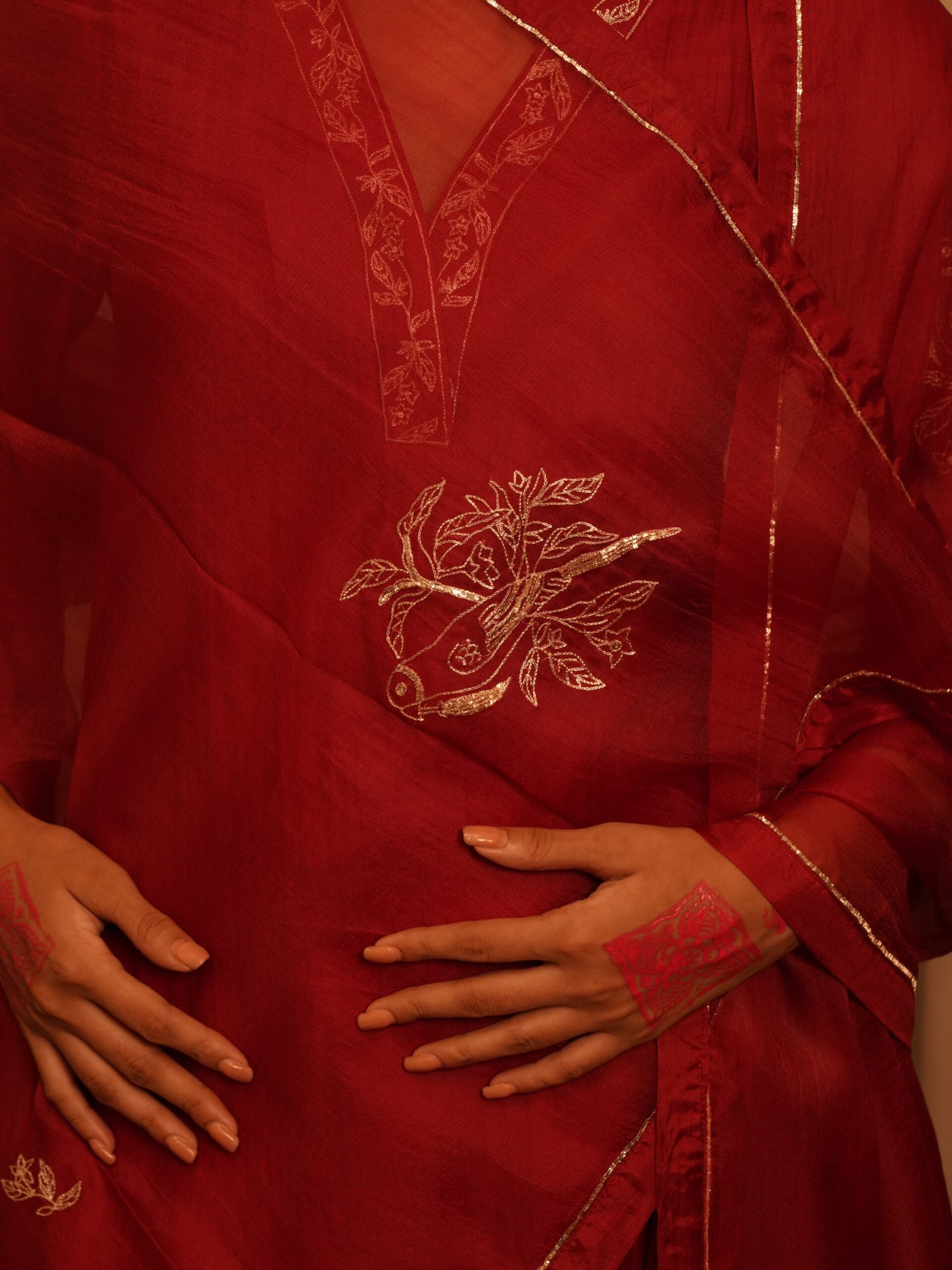 Heeraman Organza Dupatta - Sindhoori Laal
